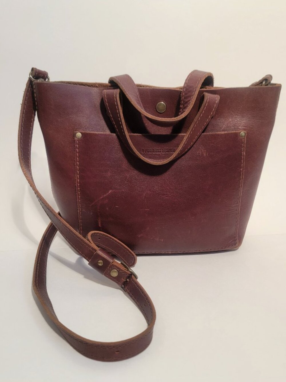 Portland Leather Mini Crossbody Tote Brown Leather Bag 12” Shoulder Handbag